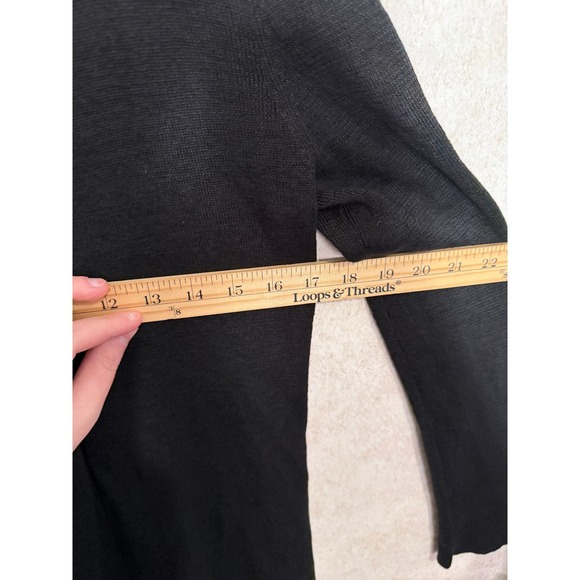 Eileen Fisher Black Linen Open Front Cardigan Sweater Size S Office Career Basic - Picture 5 of 6